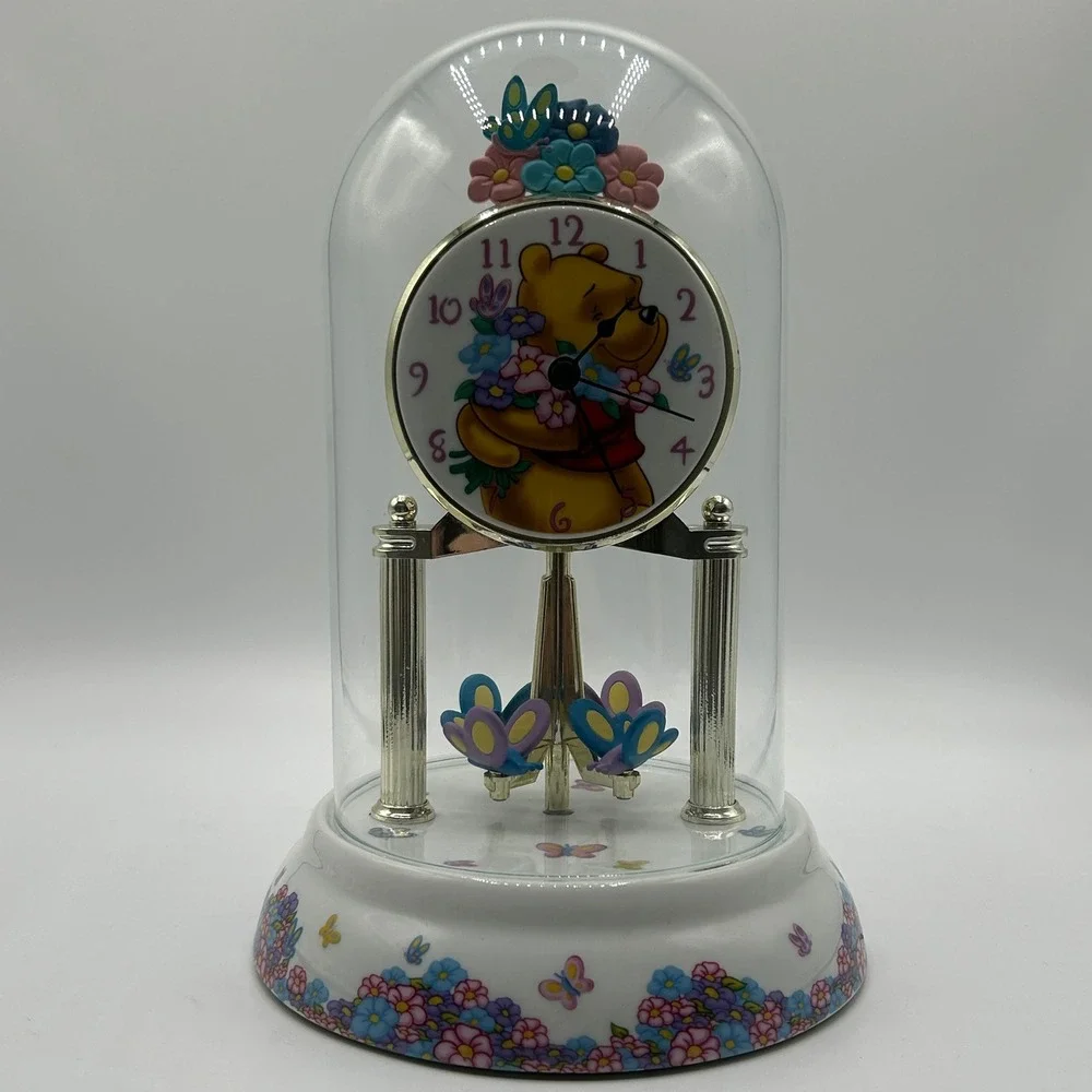 Disney Winnie the Pooh Anniversary Clock Butterflies Flowers Battery Y2K 2001